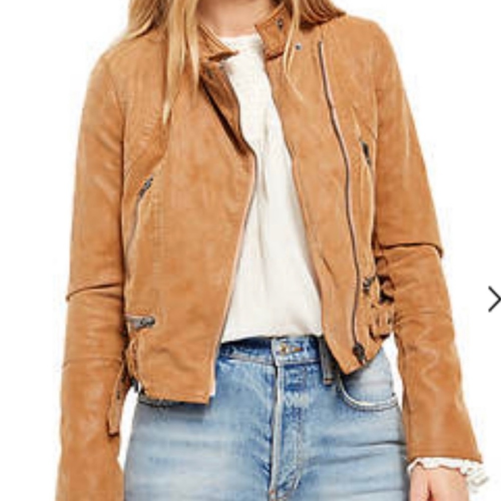 Free People| Fenix Moto Leather Jacket Camel S M